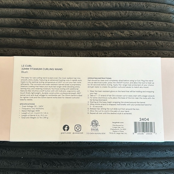 L’ange Le Curl 32MM Titanium Curling Wand in Blush - BNIB! - Picture 4 of 5